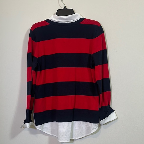 Tommy Hilfiger Navy and Red Layered Look Sweater - Picture 3 of 5